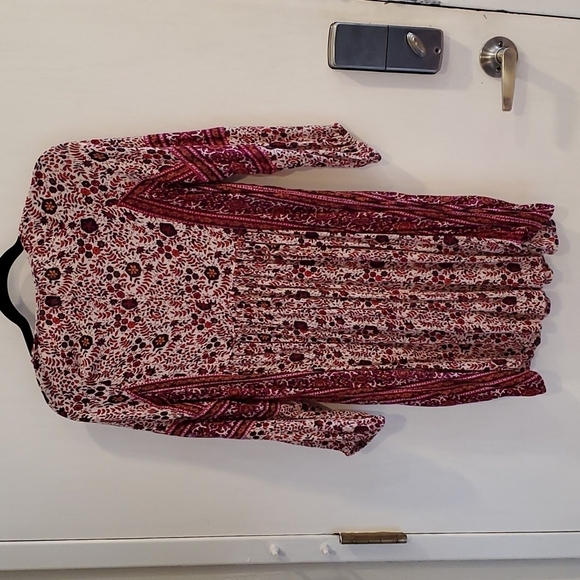 American Eagle Maroon Peasant Floral Dress Petite S - Picture 5 of 5